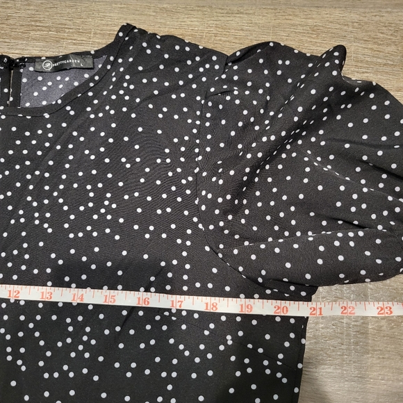 Pretty Garden Polka Dot Ruffle Puff Sleeve Tiered High Waist Midi Dress Large - Picture 7 of 10